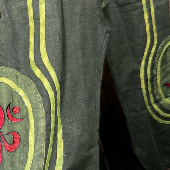 100% Cotton Boho Green Namaste Pants - Picture 4 of 11